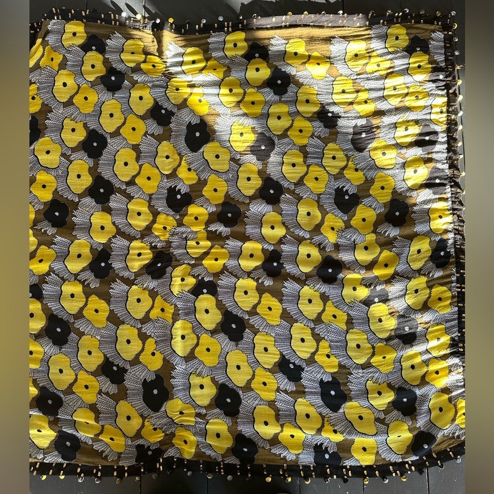 Diane Von Furstenberg Black and Yellow Floral Scarf
